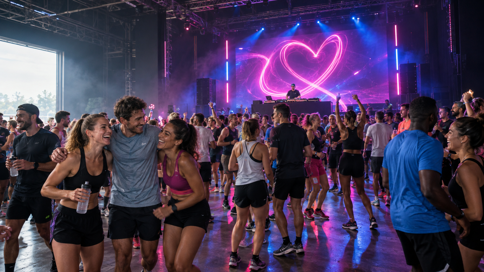 Sfeerimpressie van lopers en een DJ op de CUPIDO-afterparty